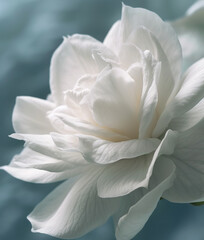 Fototapeta premium Fresh white gardenia flower, close-up.