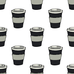 Seamless pattern with cute cup of tea or coffee doodle for decorative print, wrapping paper, greeting cards, wallpaper and fabric
