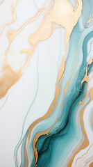 Obraz premium A HD close up of a minimalist acrylic marble painting. The painting is kept in black, white, turquoise and golden colors.