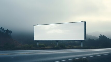 Huge billboard with white screen by the motorway, marketing concept