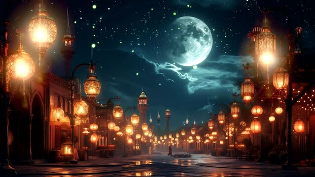 Islamic-themed light background animation Seamless looping time-lapse 4k animation video background Generated AI
 