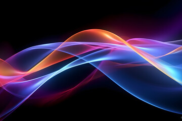 Abstract Light Waves on Dark Background.