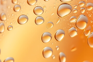 Fototapeta na wymiar Golden Water Droplets on Glass.
