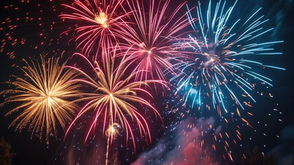 Colorful fireworks illuminating the night sky in celebration of Georgia Independence Day