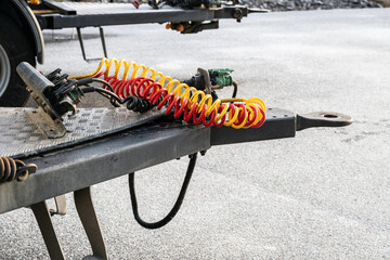 Connectors and brake lines of a freight trailer.