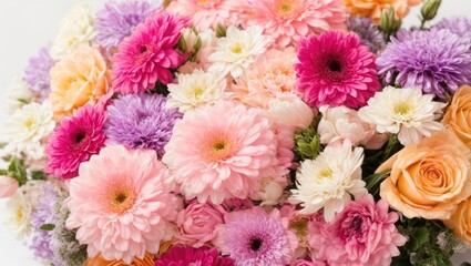 Spring bouquets with beautiful pastel colors, beautiful colors, celebration, gift, birthday, wedding, flower background, full color