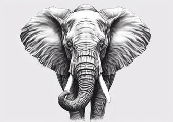 black and gray elephant front view illustration - obrazy, fototapety, plakaty
