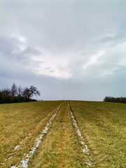 Fototapeta na wymiar winter Zadni Treban village landscape in Czech Republic near Beroun town