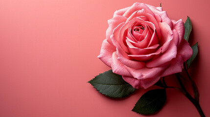 A pink rose on a pink background
