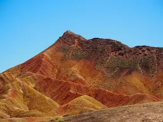 Photo sur Plexiglas Zhangye Danxia Colourful mountain peak of the Zhangye Danxia Landform