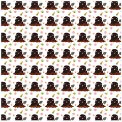 Seamless pattern with cute cartoon mole 