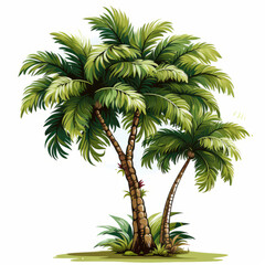 Lush Tropical Palm Trees Illustration

