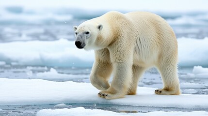 Polar Bear Walking On The Ice Norway Europe, Climate Change