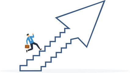 Improvement or career growth, Stairway to success and growing income or improve skill to achieve business target concept,
