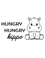 Hungry Hungry Hippo SVG Vector, Cute Baby Clothing SVG Vector Design 