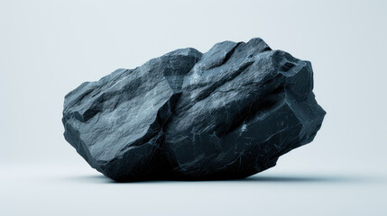 Obraz premium Polished Shungite stone with its lustrous black finish and powerful presence, set against a clean white backdrop
