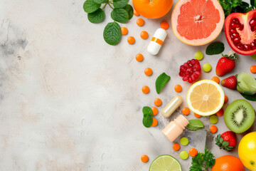 Vitamins background with copy space