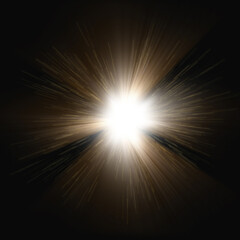 glow star burst flare explosion light effect on black background