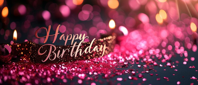 Happy Birthday Card With Sparkles and Candles