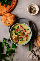 Ham and cabbage soup. style hugge