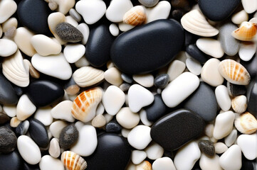 black and white stones shells abstract pattern background
