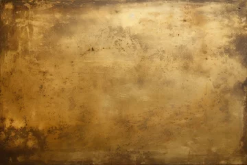 Foto op Plexiglas Old Tarnished Brass Plate Texture. Dirty Industrial Background with Brass Texture and Metal © Web