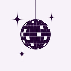 Disco graphic design template. Disco ball vector illustration on light background.