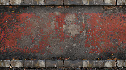 Weathered wall with layers of old red paint peeling away.