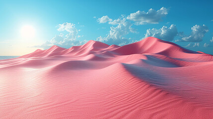 Pink Pastel Sand Texture Background with Muted Surrealism Effect Showing Mounds, Waves, and...