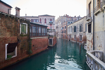 Morning view of a canal in Venice, Italy
