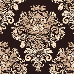 Watercolor damask pattern dark vintage flower tile seamless design
