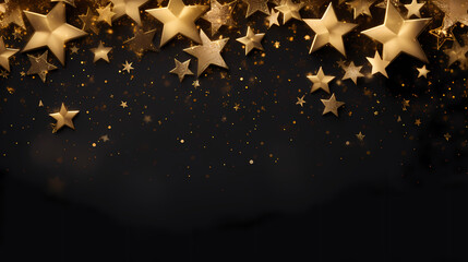 Fototapeta premium Holiday decorative border, festive background with festive star decoration