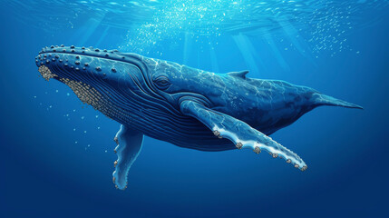 Naklejka premium Majestic Humpback Whale Swimming in the Ocean