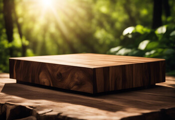 Top desk with blur natural bokeh background, wooden table generated by AI