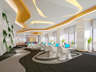 3d render modern office interior