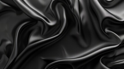 Fototapeta premium Black textures wallpaper. Abstract 4k background silk, smooth, waves pattern. Modern clean minimal backdrop design. Black and white high definition