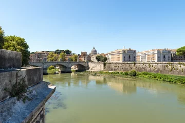 Foto auf Glas Beautiful Cityscapes of The Tiber (Fiume Tevere) in Rome, Lazio Province, Italy. © faustoriolo