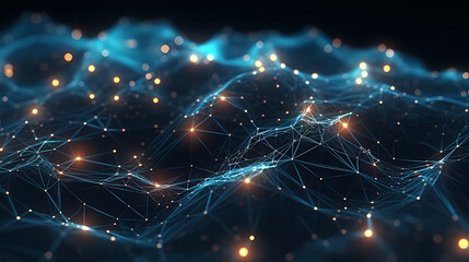 Future digital technology, abstract digital waves and particles on dark background
