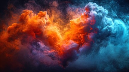  a colorful cloud of smoke on a black background with a red and blue cloud in the middle of the image.