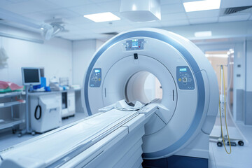 MRI Magnetic resonance imaging scan device at medical equipment in hospital laboratory AI Generative