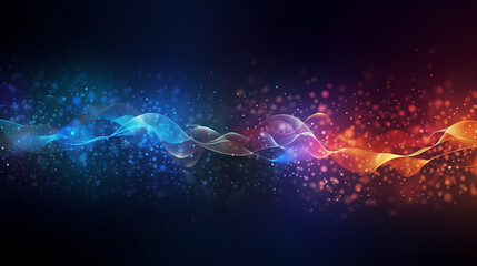 Fototapeta premium Future digital technology, abstract digital waves and particles on dark background