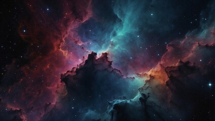 Fragment of multicolored texture painting. Nebula. 4k digital painting of space stars, colorful nebulous nebulae. - obrazy, fototapety, plakaty