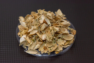 roasted pumpkin seeds in a pile