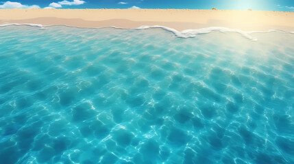 Aerial view of beautiful beach, simple, calm composition in clear blue