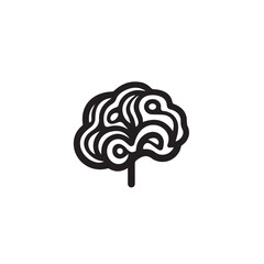 Brain in cartoon, doodle style . Image for t shirt. Isolated 2d vector illustration in logo, icon, sketch style, Eps 10, black and white. AI Generative