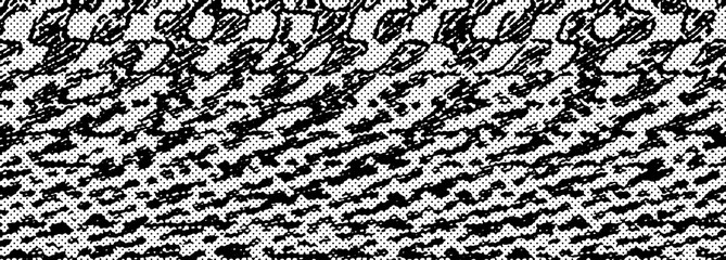 An abstract black and white halftone grunge texture background image.
