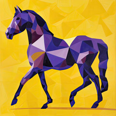 Geometric Horse Pattern: Royal Purple with Radiant Yellow