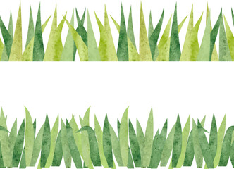 Hand drawn watercolor cartoon grass horizontal border. Vector lawn illustration - 726770558