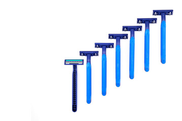set of disposable razors with three blades