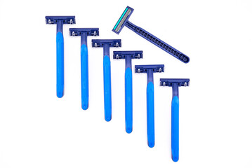 set of disposable razors with three blades